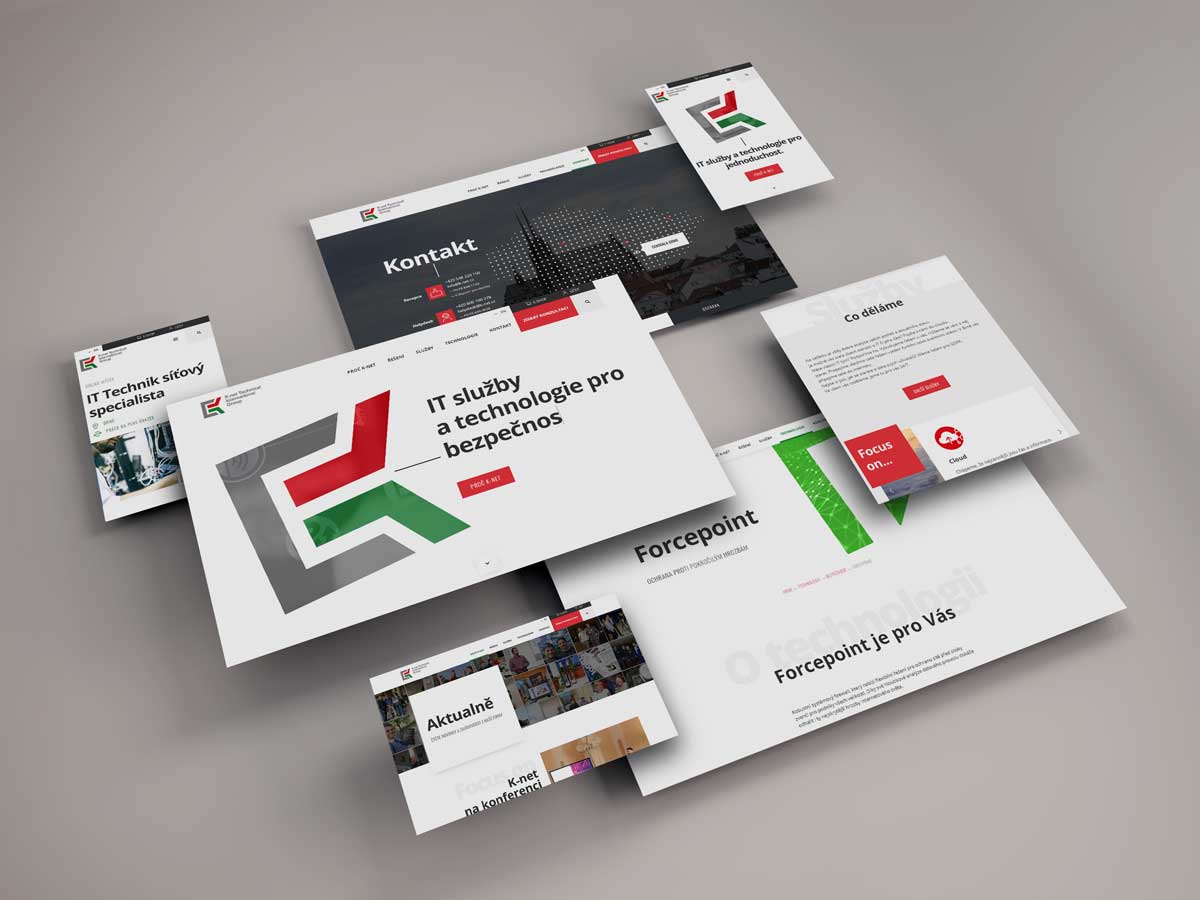 View of the website in an isomorphic presentation of the various screens