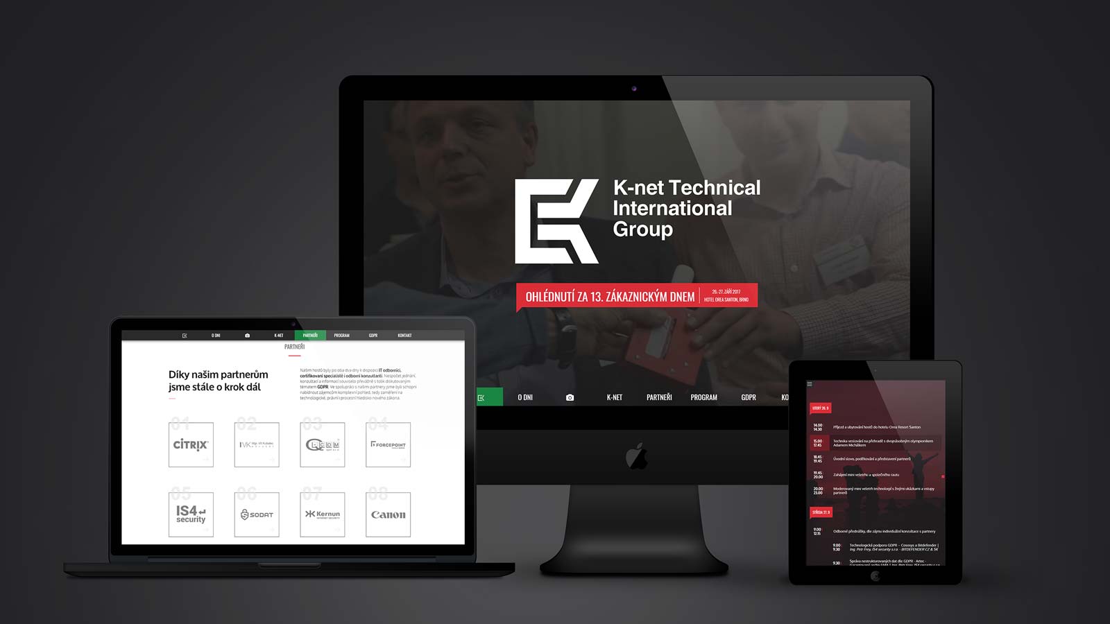 View of the website in an isomorphic presentation of the various screens