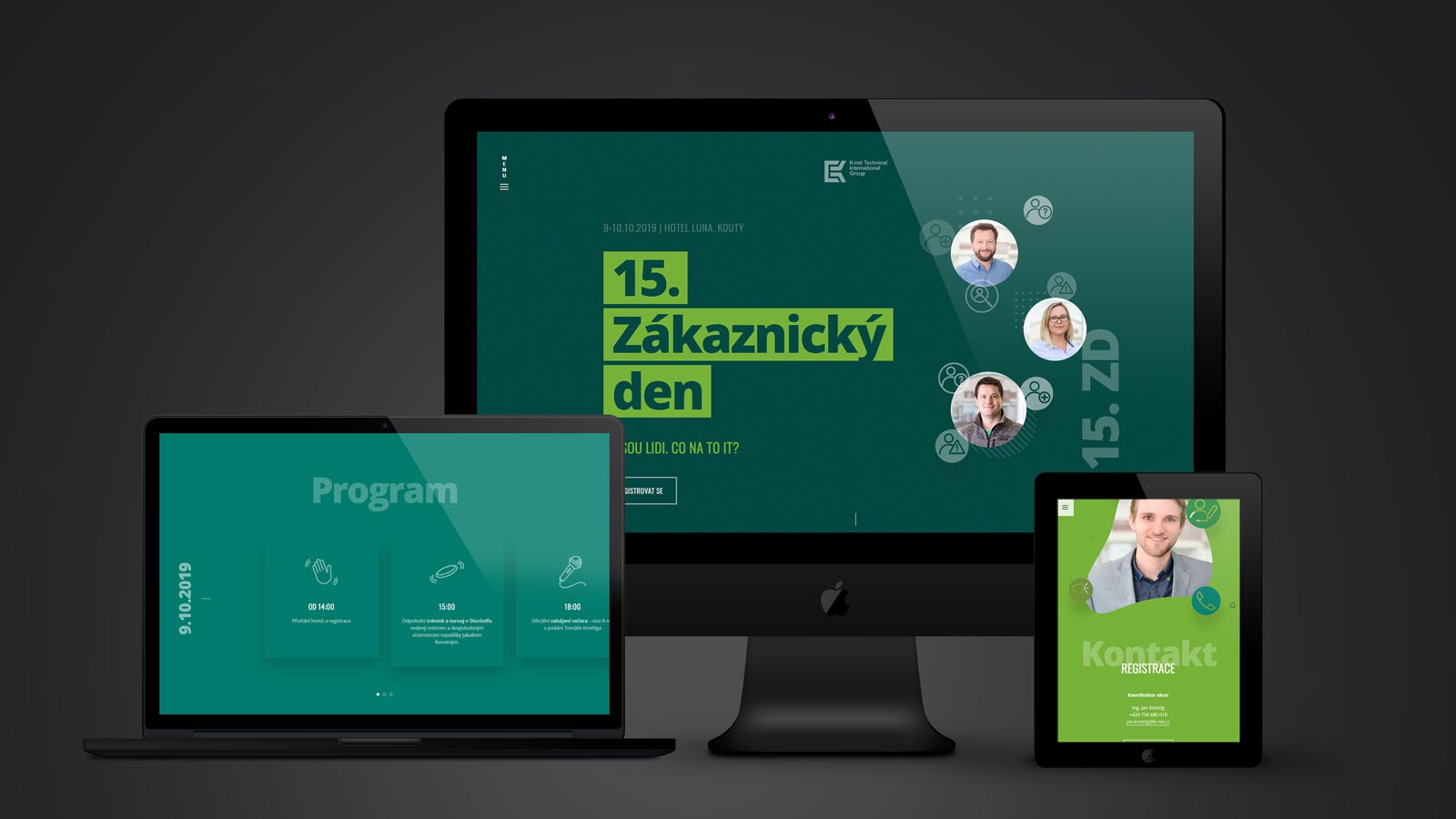 View of the website in an isomorphic presentation of the various screens